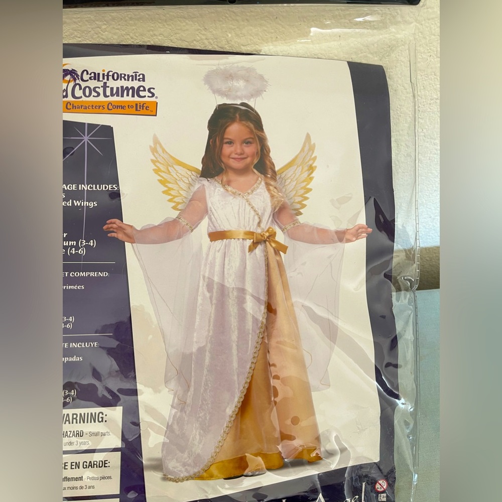 Angel costume for girls,  3-4 yrs old, halo missing.